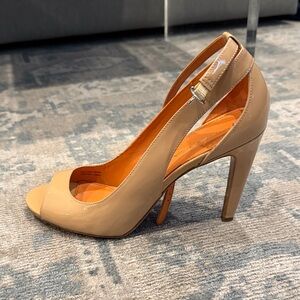 Elegant Tan Peep-Toe Heels